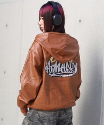 ATMARK（アットマーク）の「《2サイズ展開　/　UNISEX　》ATMARKクラウンロゴレザージャケット（ブルゾン）」