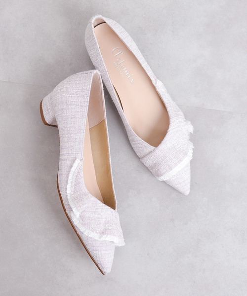 セール】ラッフルデザイン ポインテッドトゥパンプス（パンプス