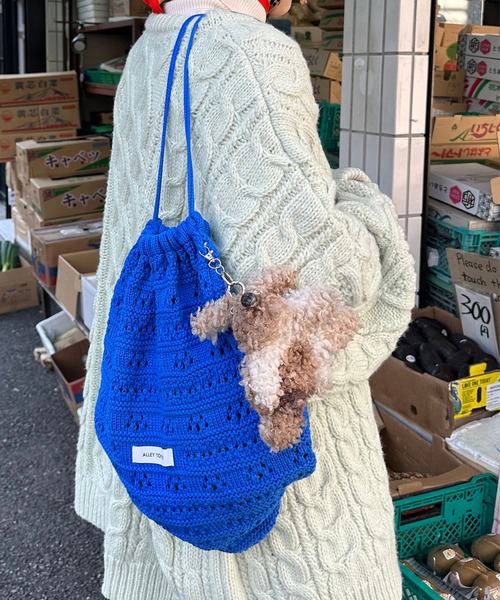 追跡有★S'AIME バックル 巾着 リュック カギ針あみニット巾着リュック（バックパック/リュック）｜Alley