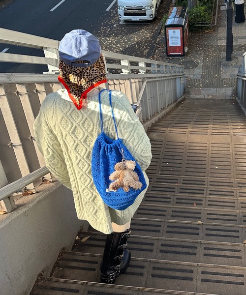 Alley Tokyo（アリートーキョー）の「カギ針あみニット巾着リュック（バックパック/リュック・レディース・ブルー/ピンク/ホワイト/イエロー・FREE）」の13枚目の写真