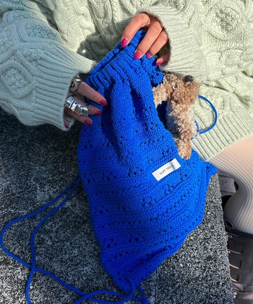 Alley Tokyo（アリートーキョー）の「カギ針あみニット巾着リュック（バックパック/リュック・レディース・ブルー/ピンク/ホワイト/イエロー・FREE）」の16枚目の写真