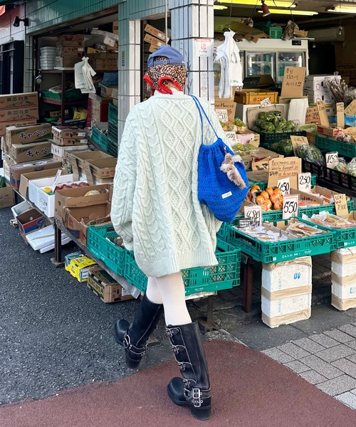 Alley Tokyo（アリートーキョー）の「カギ針あみニット巾着リュック（バックパック/リュック・レディース・ブルー/ピンク/ホワイト/イエロー・FREE）」の17枚目の写真