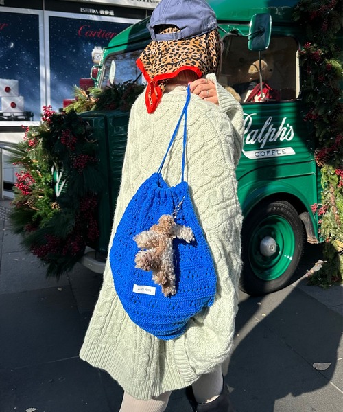 Alley Tokyo（アリートーキョー）の「カギ針あみニット巾着リュック（バックパック/リュック・レディース・ブルー/ピンク/ホワイト/イエロー・FREE）」の9枚目の写真