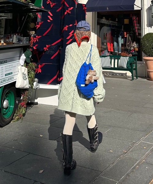 Alley Tokyo（アリートーキョー）の「カギ針あみニット巾着リュック（バックパック/リュック・レディース・ブルー/ピンク/ホワイト/イエロー・FREE）」の11枚目の写真