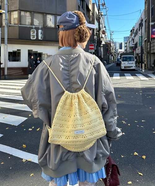 追跡有★S'AIME バックル 巾着 リュック カギ針あみニット巾着リュック（バックパック/リュック）｜Alley