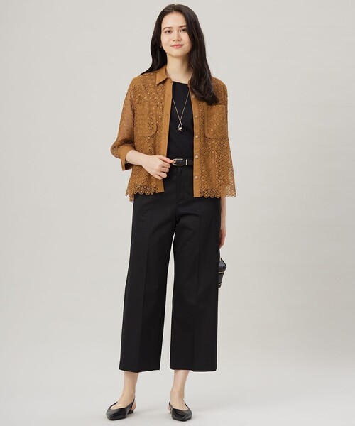 自由区(ジユウク)の「ジオメトリックフラワーレースクロップド丈シャツ ブラウス(シャツ/ブラウス・レディース・アイボリー系/黄土色系/グレー系/パイングリーン系/ダークオリーブ・44/46)」の18枚目の写真