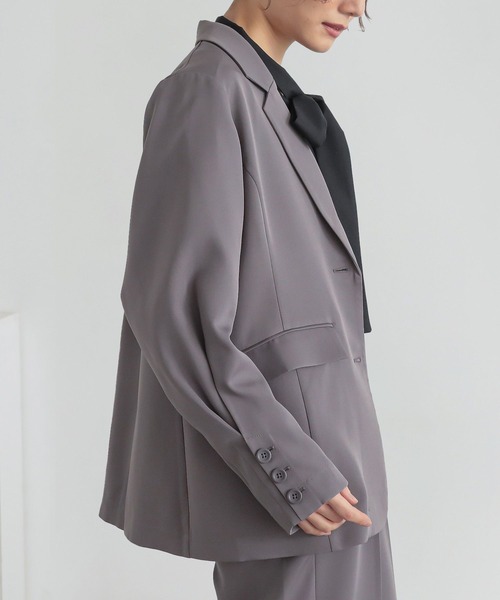 n'OrLABEL(ノアールレーベル)の「【セットアップ対応】『袖タックシングルテーラードジャケット』(テーラードジャケット・レディース・ブラック/グレー・2/1)」の11枚目の写真