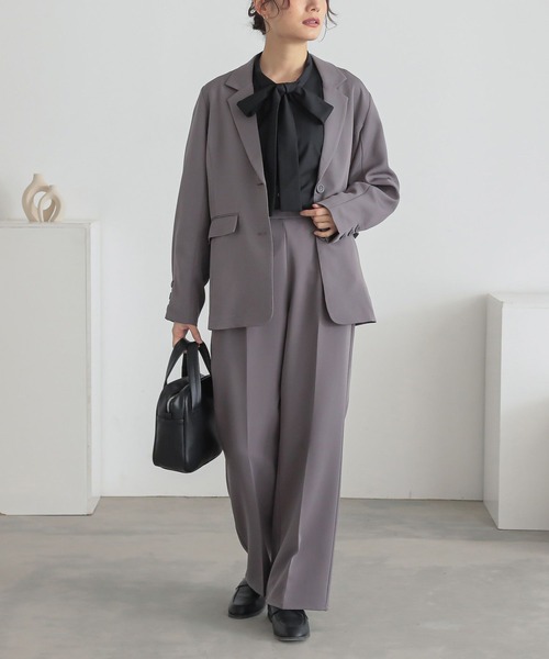 n'OrLABEL(ノアールレーベル)の「【セットアップ対応】『袖タックシングルテーラードジャケット』(テーラードジャケット・レディース・ブラック/グレー・2/1)」の13枚目の写真