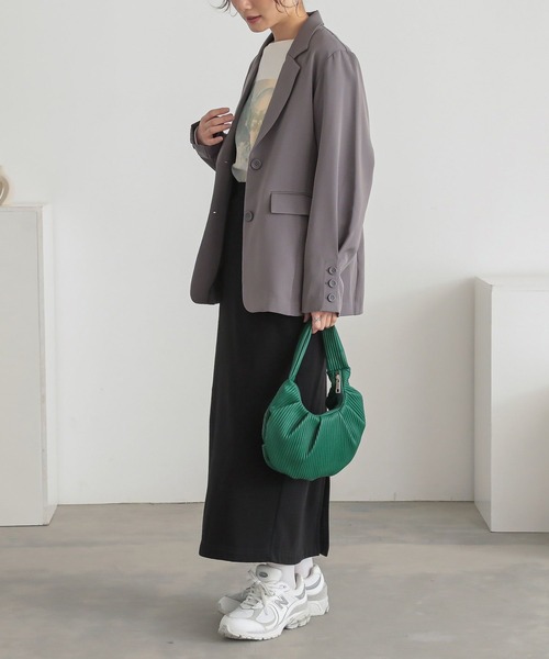 n'OrLABEL(ノアールレーベル)の「【セットアップ対応】『袖タックシングルテーラードジャケット』(テーラードジャケット・レディース・ブラック/グレー・2/1)」の15枚目の写真