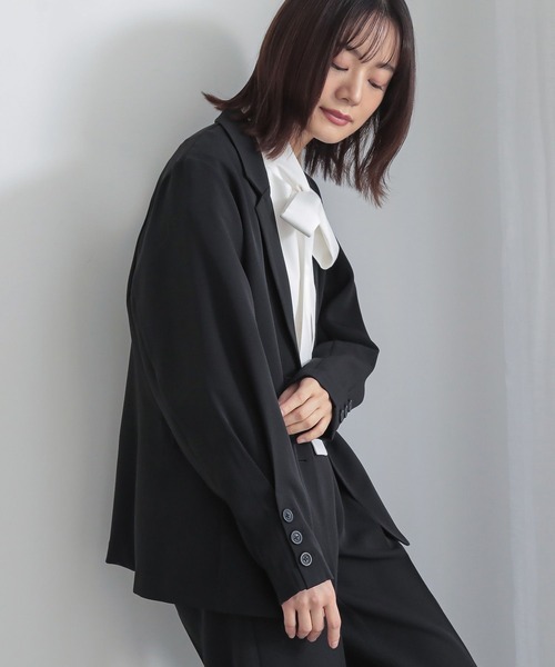 n'OrLABEL(ノアールレーベル)の「【セットアップ対応】『袖タックシングルテーラードジャケット』(テーラードジャケット・レディース・ブラック/グレー・2/1)」の7枚目の写真