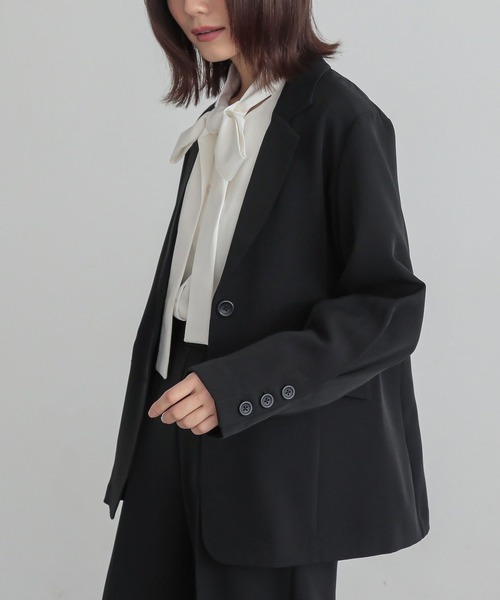 n'OrLABEL(ノアールレーベル)の「【セットアップ対応】『袖タックシングルテーラードジャケット』(テーラードジャケット・レディース・ブラック/グレー・2/1)」の5枚目の写真