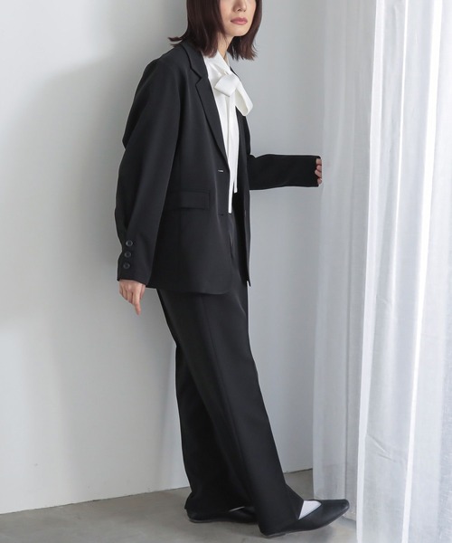 n'OrLABEL(ノアールレーベル)の「【セットアップ対応】『袖タックシングルテーラードジャケット』(テーラードジャケット・レディース・ブラック/グレー・2/1)」の8枚目の写真