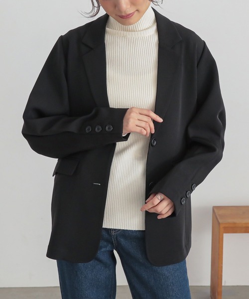 n'OrLABEL(ノアールレーベル)の「【セットアップ対応】『袖タックシングルテーラードジャケット』(テーラードジャケット・レディース・ブラック/グレー・2/1)」の3枚目の写真