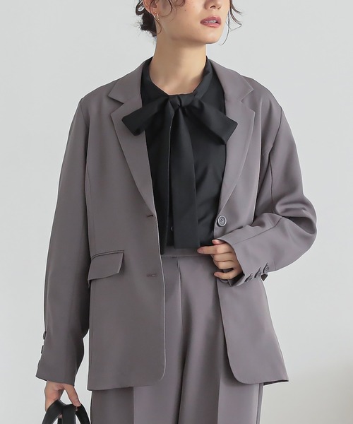n'OrLABEL(ノアールレーベル)の「【セットアップ対応】『袖タックシングルテーラードジャケット』(テーラードジャケット・レディース・ブラック/グレー・2/1)」の10枚目の写真