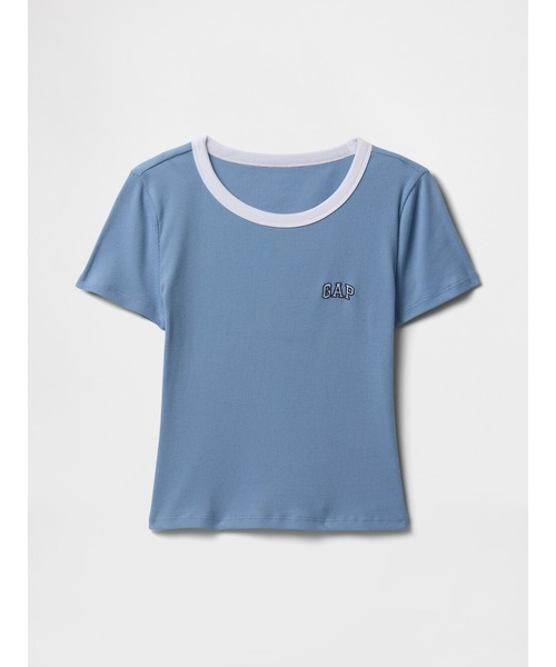 GAP（ギャップ）の「リブ クロップド Gapロゴtシャツ（Tシャツ/カットソー・レディース・ホワイト×ネイビー/イエロー/ブラック×ホワイト/ブルー・S/XL/XXS/XS/M/L）」の8枚目の写真
