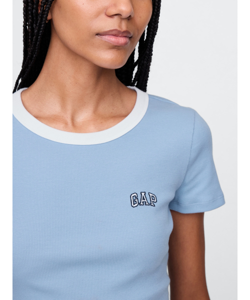 GAP (Tシャツ・カットソー) セール】リブ クロップド Gapロゴtシャツ（Tシャツ/カットソー