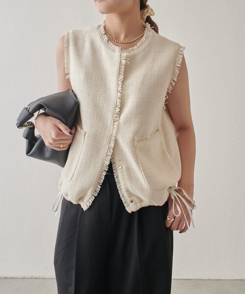 Lui's（ルイス）の「ツイードジレ（ベスト・レディース・ホワイト/ブラック/ブラック系その他2・FREE）」の10枚目の写真