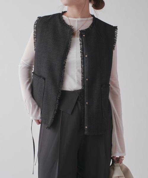 Lui's（ルイス）の「ツイードジレ（ベスト・レディース・ホワイト/ブラック/ブラック系その他2・FREE）」の16枚目の写真