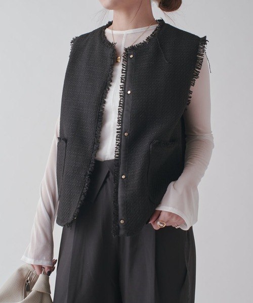 Lui's（ルイス）の「ツイードジレ（ベスト・レディース・ホワイト/ブラック/ブラック系その他2・FREE）」の17枚目の写真