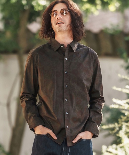 ms5963-ビンテージオーバーダイフラワーブロードシャツ（シャツ/ブラウス）｜CAMBIO（カンビオ）