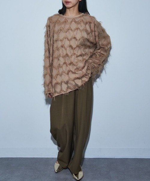 MAISON BREEZE（メゾンブリーズ）の「【MAISON BREEZE】フリンジシアーレイヤードプルオーバー シアートップス trc（Tシャツ/カットソー・レディース・ブラック/ベージュ/オフホワイト・FREE）」の15枚目の写真