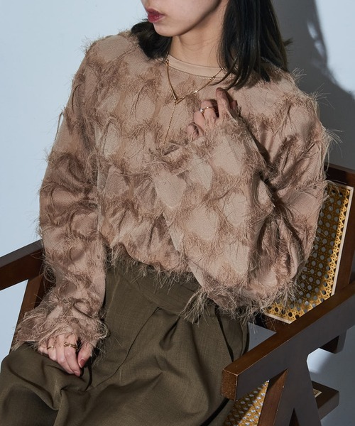 MAISON BREEZE（メゾンブリーズ）の「【MAISON BREEZE】フリンジシアーレイヤードプルオーバー シアートップス trc（Tシャツ/カットソー・レディース・ブラック/ベージュ/オフホワイト・FREE）」の12枚目の写真