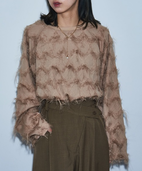 MAISON BREEZE（メゾンブリーズ）の「【MAISON BREEZE】フリンジシアーレイヤードプルオーバー シアートップス trc（Tシャツ/カットソー・レディース・ブラック/ベージュ/オフホワイト・FREE）」の13枚目の写真