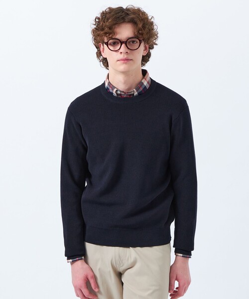 MACKINTOSH PHILOSOPHY（ﾏｯｷﾝﾄｯｼｭ ﾌｨﾛｿﾌｨｰ）の「片畦プレーティング クルーネックプルオーバーニット（ニット/セーター・メンズ・ブルー系その他3/ダークネイビー/ベージュ系その他/オレンジ系その他2・38/40）」の3枚目の写真