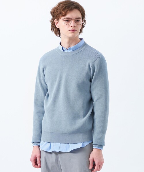 MACKINTOSH PHILOSOPHY（ﾏｯｷﾝﾄｯｼｭ ﾌｨﾛｿﾌｨｰ）の「片畦プレーティング クルーネックプルオーバーニット（ニット/セーター・メンズ・ブルー系その他3/ダークネイビー/ベージュ系その他/オレンジ系その他2・38/40）」の4枚目の写真