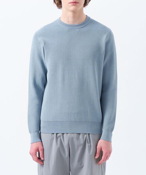 MACKINTOSH PHILOSOPHY（ﾏｯｷﾝﾄｯｼｭ ﾌｨﾛｿﾌｨｰ）の「片畦プレーティング クルーネックプルオーバーニット（ニット/セーター・メンズ・ブルー系その他3/ダークネイビー/ベージュ系その他/オレンジ系その他2・38/40）」の10枚目の写真