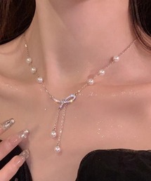 mebole（メボレ）の「pearl&ribbon タッセルネックレス（ネックレス）」