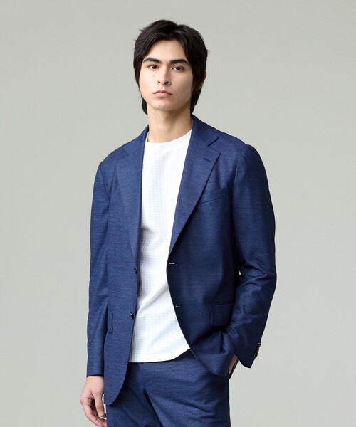 J.PRESS（ジェイプレス）の「【ストレッチ / 洗える / 吸水速乾/ 接触冷感】【J.PRESS-POOL WOOL】ジャージーセットアップ ジャケット_25年モデル（テーラードジャケット・メンズ・ネイビー系/ライトグレー系・SMALL/MEDIUM/LARGE/X-LARGE/BM/BL）」の2枚目の写真