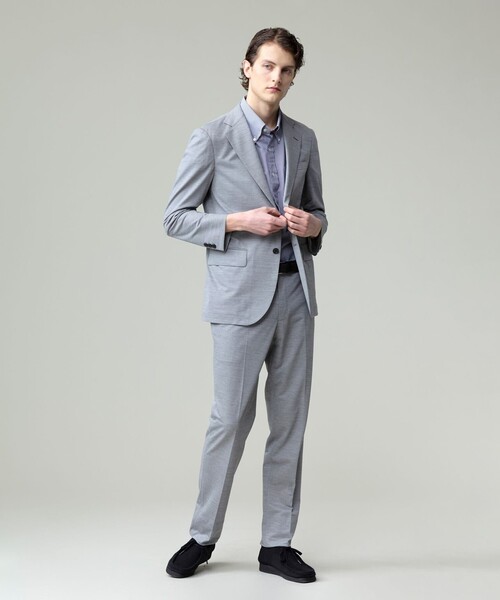 J.PRESS（ジェイプレス）の「【ストレッチ / 洗える / 吸水速乾/ 接触冷感】【J.PRESS-POOL WOOL】ジャージーセットアップ ジャケット_25年モデル（テーラードジャケット・メンズ・ネイビー系/ライトグレー系・SMALL/MEDIUM/LARGE/X-LARGE/BM/BL）」の4枚目の写真