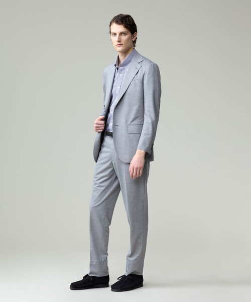 J.PRESS（ジェイプレス）の「【ストレッチ / 洗える / 吸水速乾/ 接触冷感】【J.PRESS-POOL WOOL】ジャージーセットアップ ジャケット_25年モデル（テーラードジャケット・メンズ・ネイビー系/ライトグレー系・SMALL/MEDIUM/LARGE/X-LARGE/BM/BL）」の5枚目の写真