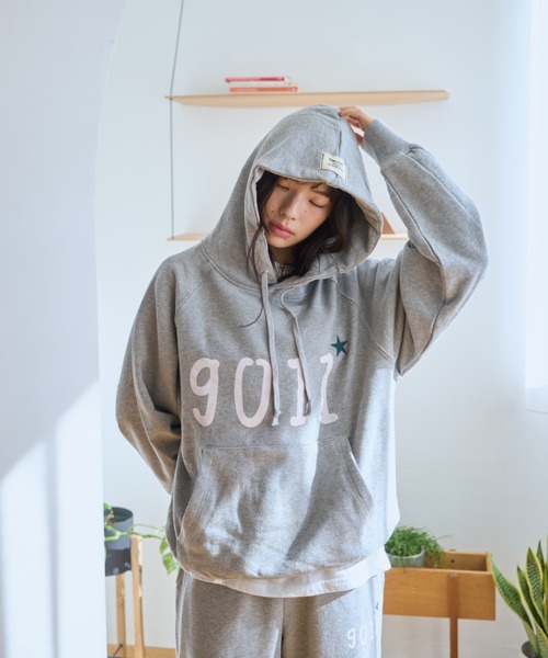 common gull products.（コモンガルプロダクツ）の「NO.9011☆gull hoodie（パーカー・レディース・ネイビー/イエロー系/ブラック系/ピンク系/アイボリー/杢グレー・MEDIUM/LARGE）」の12枚目の写真