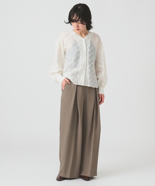 ray  beams  刺繍ブラウス Ray BEAMS - レイビームス Ray Beams ブラウス カットソー 七分袖 刺繍