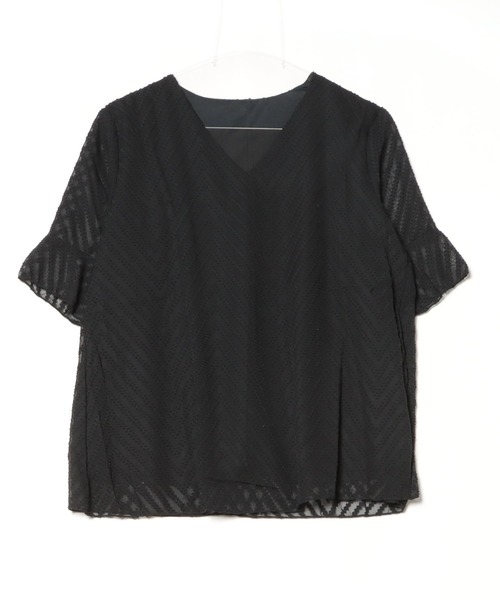 SallyLunn（サリーラン）の「【ふんわり軽やか】シアーVネックブラウス（シャツ/ブラウス・レディース・ホワイト/ブラック・LARGE/MEDIUM）」の10枚目の写真