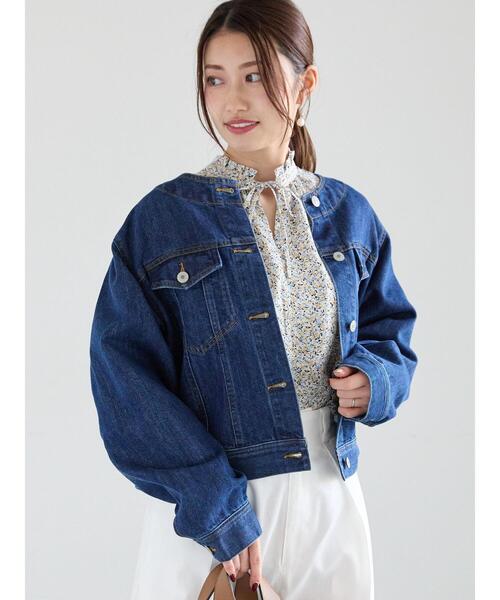 Te chichi(テチチ)の「DenimGジャン(ノーカラージャケット・レディース・ブルー・F)」の2枚目の写真