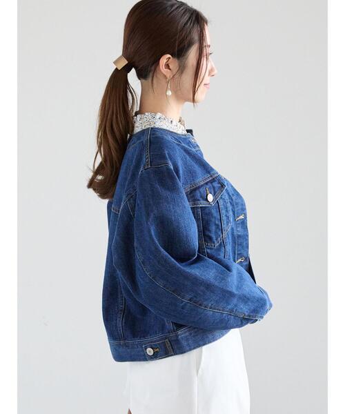 Te chichi(テチチ)の「DenimGジャン(ノーカラージャケット・レディース・ブルー・F)」の4枚目の写真