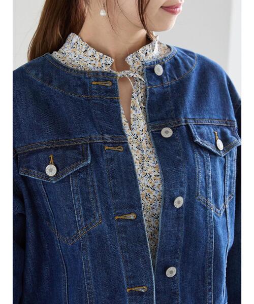 Te chichi(テチチ)の「DenimGジャン(ノーカラージャケット・レディース・ブルー・F)」の5枚目の写真