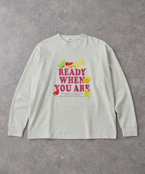 MONO-MART(モノマート)の「オーバーサイズフルーツグラフィックプリントTシャツ Cut Fruits&Lemon(Tシャツ/カットソー・レディース・ネイビー系/ホワイト/ホワイト系/スミクロ/オートミール・L/M)」の9枚目の写真