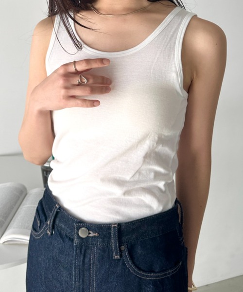 CLEA（クレア）の「【吸汗速乾】カップ付きベーシックタンクトップ（タンクトップ・レディース・モカ/ホワイト/グレー/ブラック・FREE）」の19枚目の写真