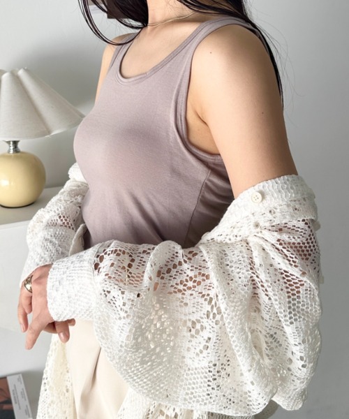 CLEA（クレア）の「【吸汗速乾】カップ付きベーシックタンクトップ（タンクトップ・レディース・モカ/ホワイト/グレー/ブラック・FREE）」の15枚目の写真