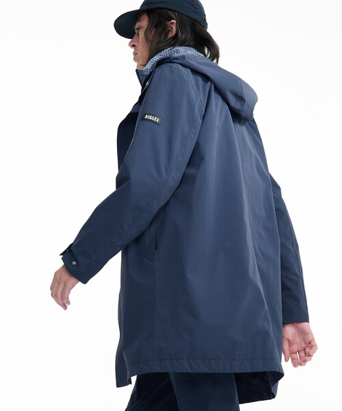 AIGLE(エーグル)の「透湿防水 ロングフーデッドコート(マウンテンパーカー・メンズ・ダークブルー/モスグリーン/ベージュ/サンドベージュ・L/M/S/XL)」の4枚目の写真