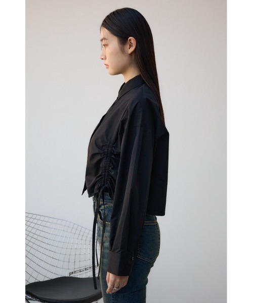 AZUL by moussy（アズールバイマウジー）の「フロントギャザーシャツ（シャツ/ブラウス・レディース・ピンク/ブラック/サックスブルー/オフホワイト・FREE）」の9枚目の写真