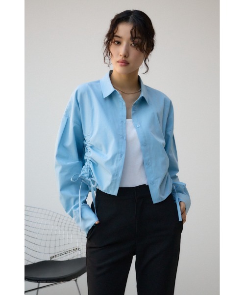 AZUL by moussy（アズールバイマウジー）の「フロントギャザーシャツ（シャツ/ブラウス・レディース・ピンク/ブラック/サックスブルー/オフホワイト・FREE）」の17枚目の写真