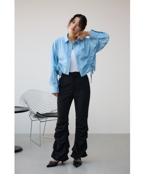 AZUL by moussy（アズールバイマウジー）の「フロントギャザーシャツ（シャツ/ブラウス・レディース・ピンク/ブラック/サックスブルー/オフホワイト・FREE）」の18枚目の写真