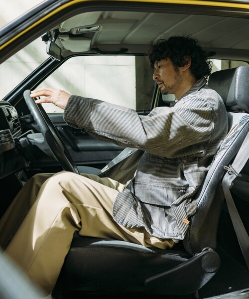 HINSON(ヒンソン)の「HINSON/ヒンソン ヴィンテージライク デニムカバーオール/ヒッコリー/リラックスフィット(カバーオール・メンズ・その他/ブルー/ネイビー・LARGE/MEDIUM)」の7枚目の写真