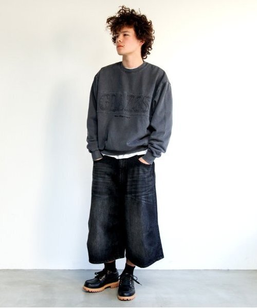 GLAZOS（グラソス）の「【大人向けサイズあり】【GLSW.】デニム・ワイドバギーショーツ（デニムパンツ・キッズ・ブルー/ブラック・M/L/LL/S）」の4枚目の写真