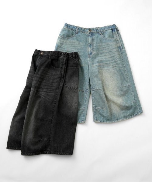 GLAZOS（グラソス）の「【大人向けサイズあり】【GLSW.】デニム・ワイドバギーショーツ（デニムパンツ・キッズ・ブルー/ブラック・M/L/LL/S）」の17枚目の写真